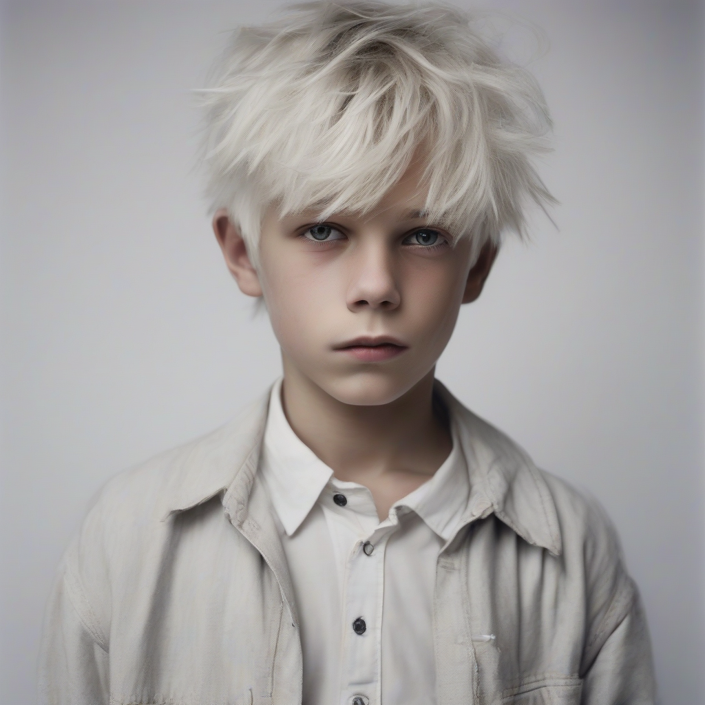 style photo boy white hair shy face feet by Générateur d'images par IA gratuit - Aucune connexion nécessaire✨ | AIGAZOU