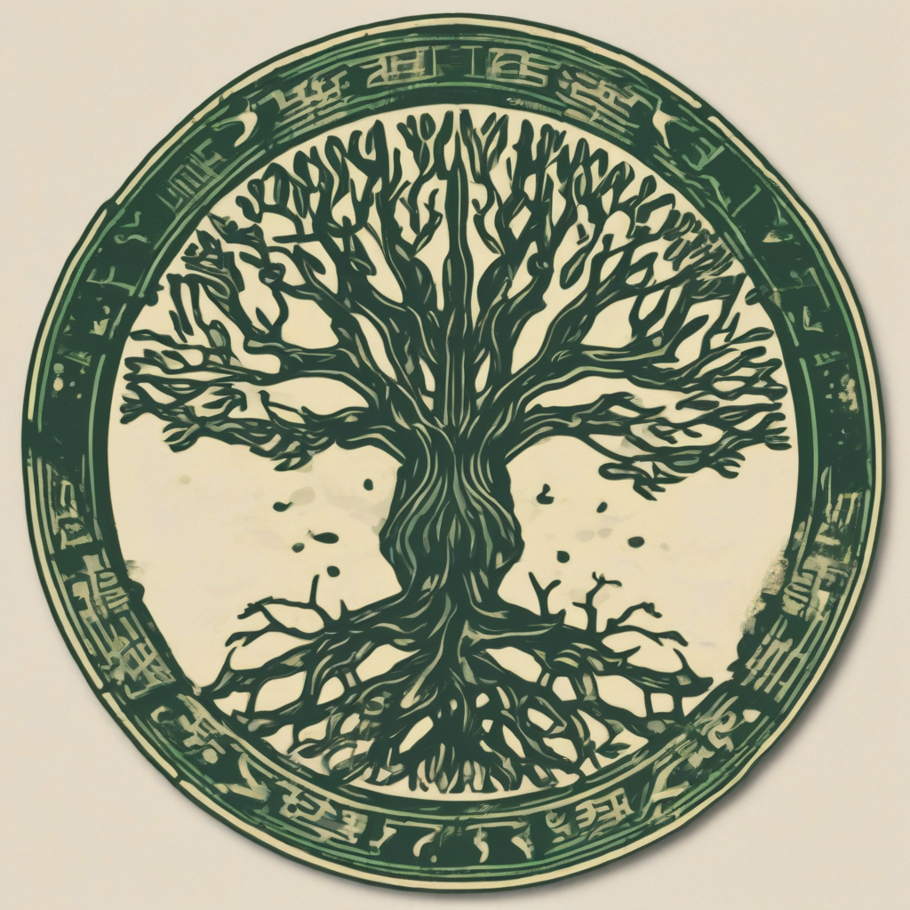 asunaros tree themed emblem sticker by मुफ्त एआई छवि जनरेटर - बिना लॉगिन के✨ | AIGAZOU