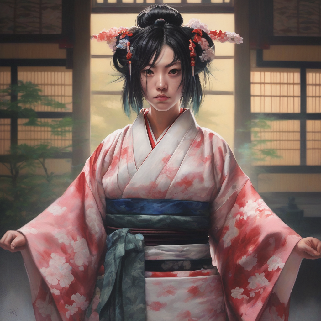 realistic painting kimono demon slayer by मुफ्त एआई छवि जनरेटर - बिना लॉगिन के✨ | AIGAZOU