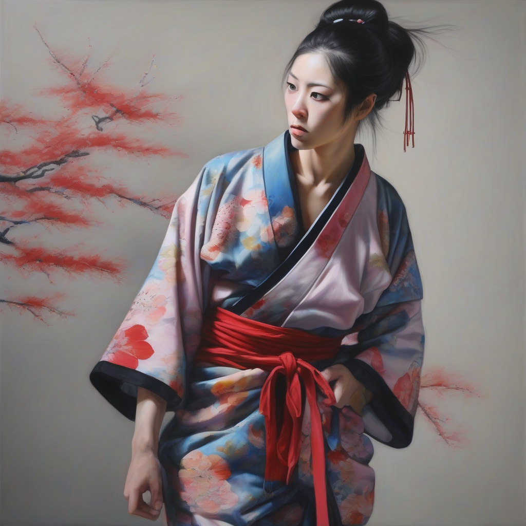 realistic painting kimono rebellion by मुफ्त एआई छवि जनरेटर - बिना लॉगिन के✨ | AIGAZOU