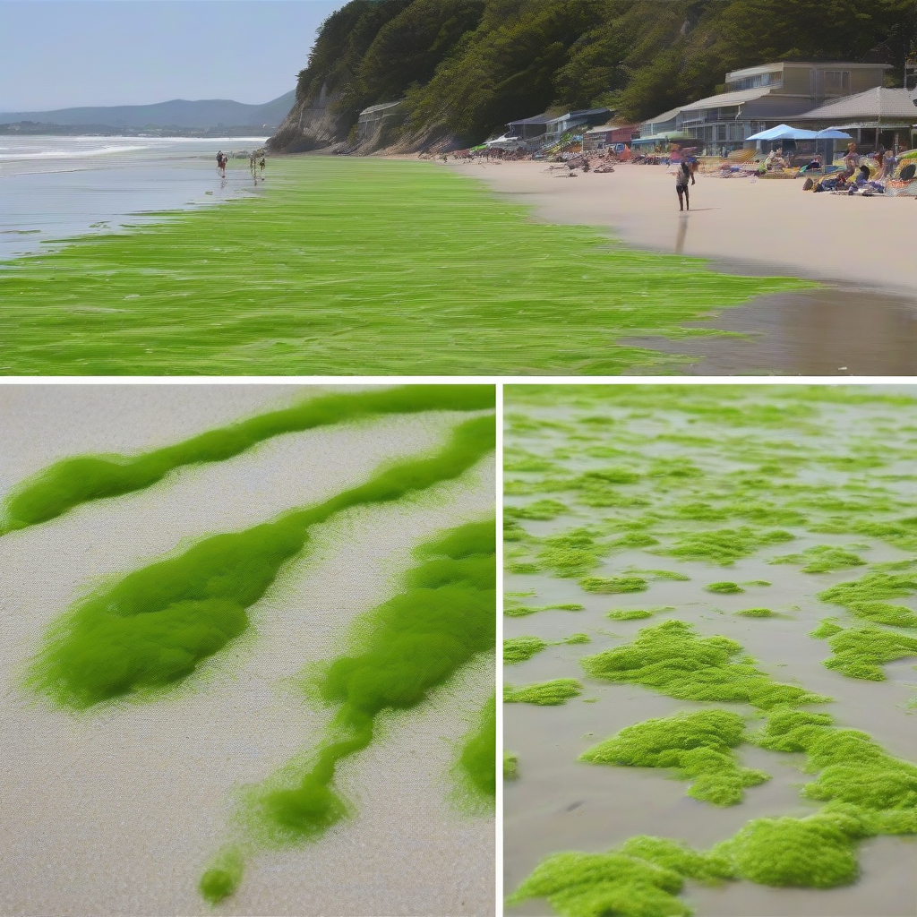 algae polluting beaches by मुफ्त एआई छवि जनरेटर - बिना लॉगिन के✨ | AIGAZOU