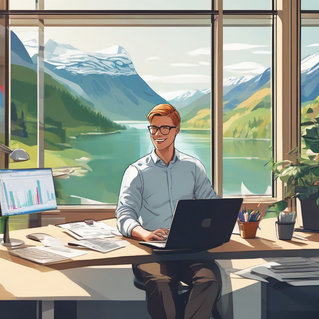 modern office scene with norwegian nature by Générateur d'images par IA gratuit - Aucune connexion nécessaire✨ | AIGAZOU