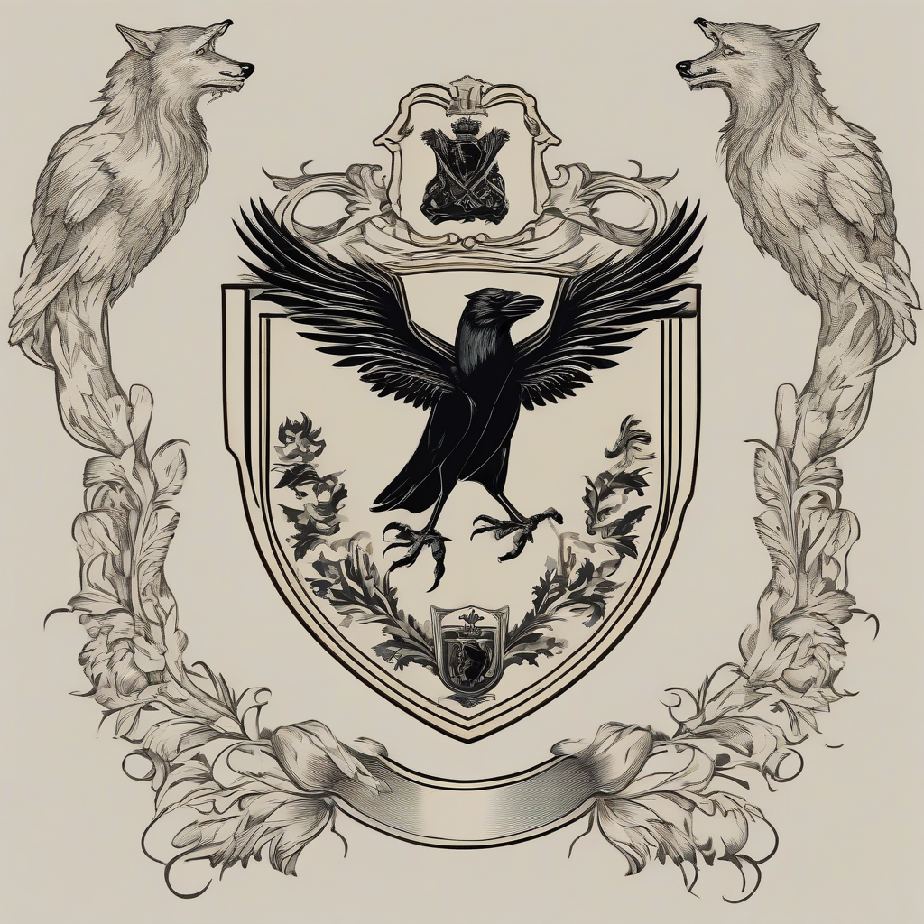 noble family crest with wolf and raven by मुफ्त एआई छवि जनरेटर - बिना लॉगिन के✨ | AIGAZOU