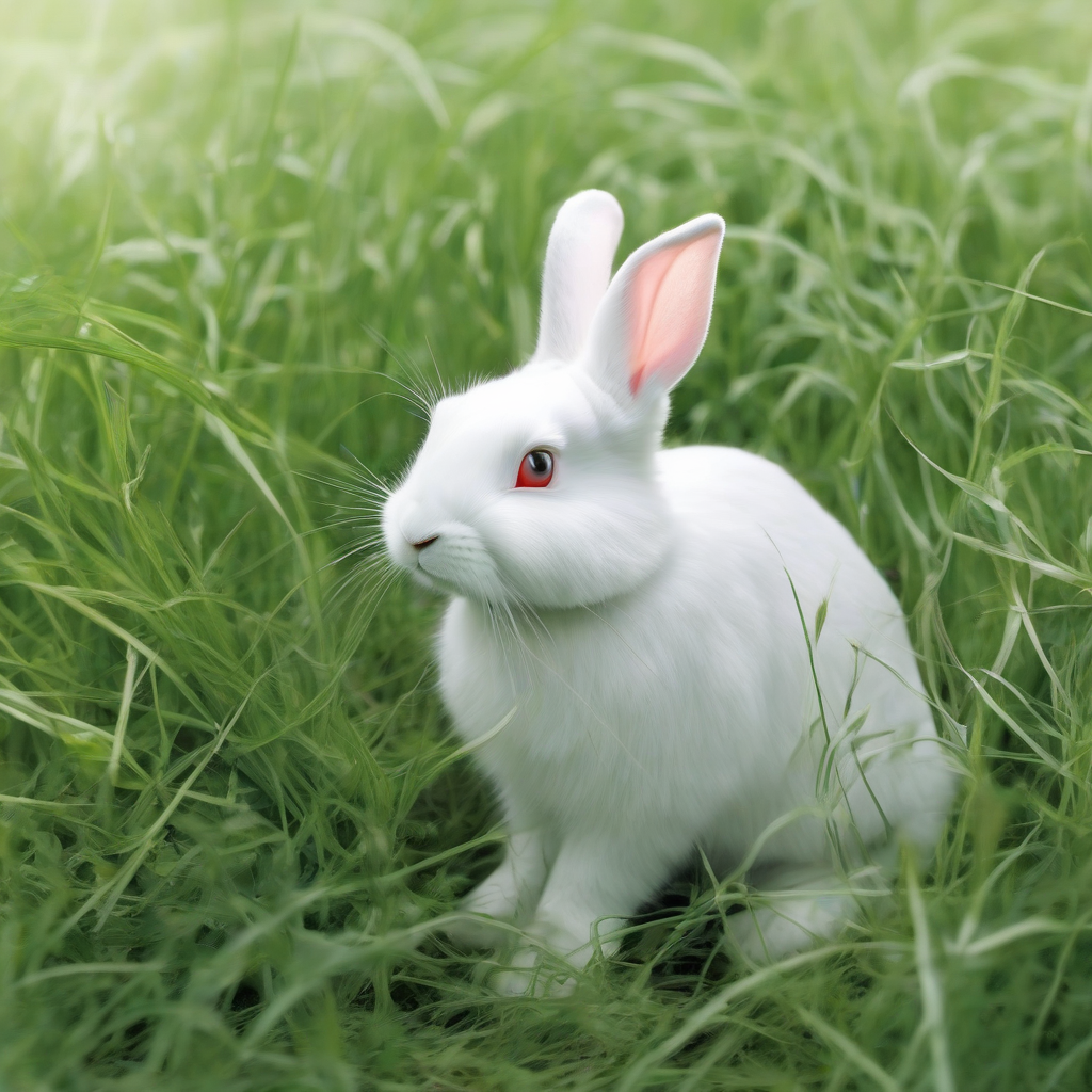 little white rabbit grazing on the grassland by मुफ्त एआई छवि जनरेटर - बिना लॉगिन के✨ | AIGAZOU