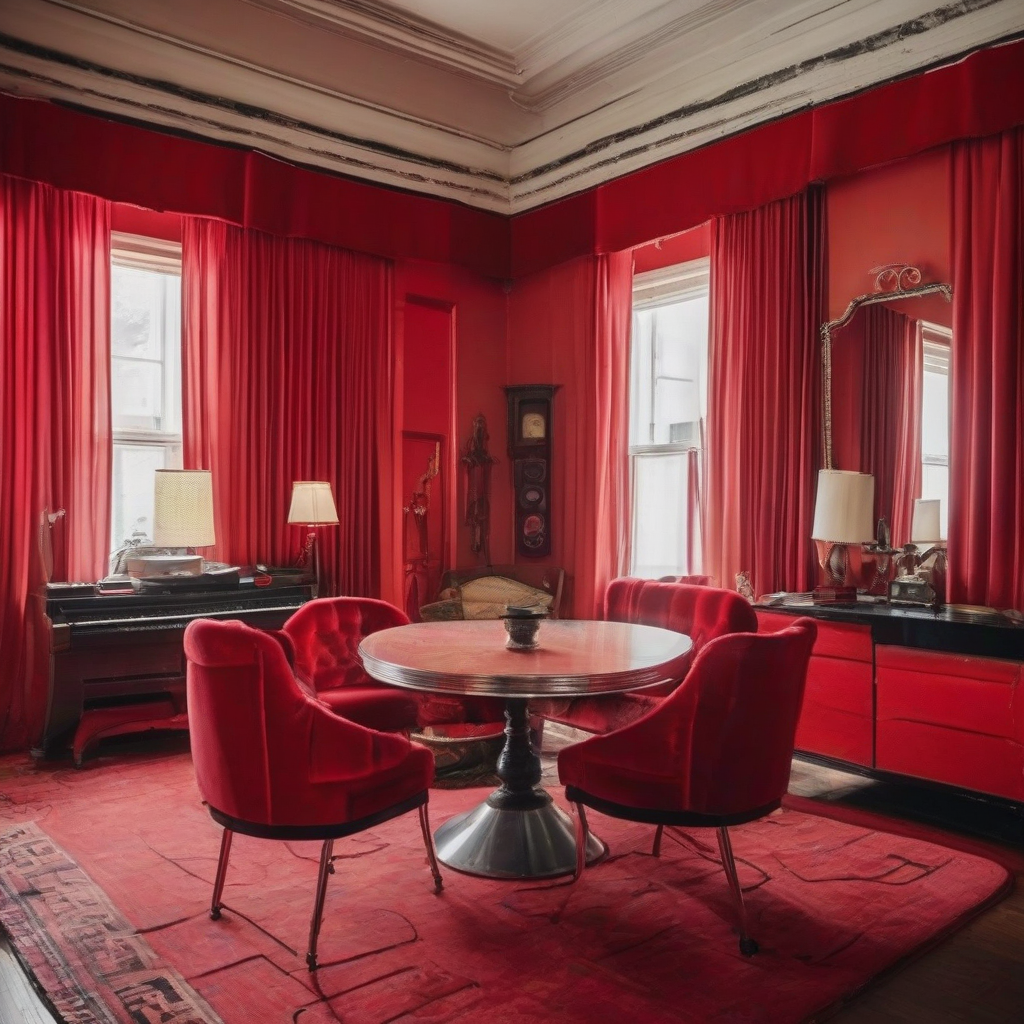 retro red room with velvet curtains by Générateur d'images par IA gratuit - Aucune connexion nécessaire✨ | AIGAZOU