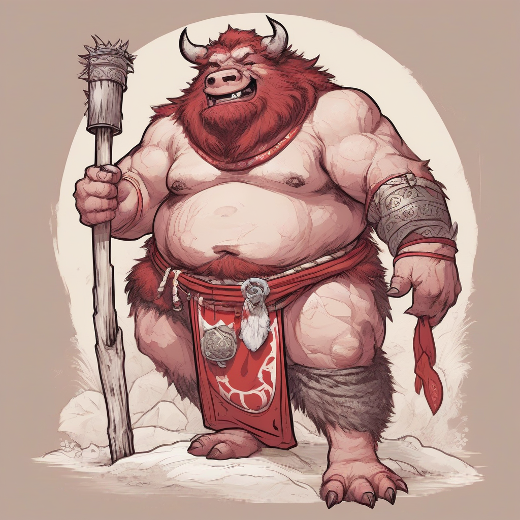 a chubby red furred boar orc with a relaxed vibe by मुफ्त एआई छवि जनरेटर - बिना लॉगिन के✨ | AIGAZOU