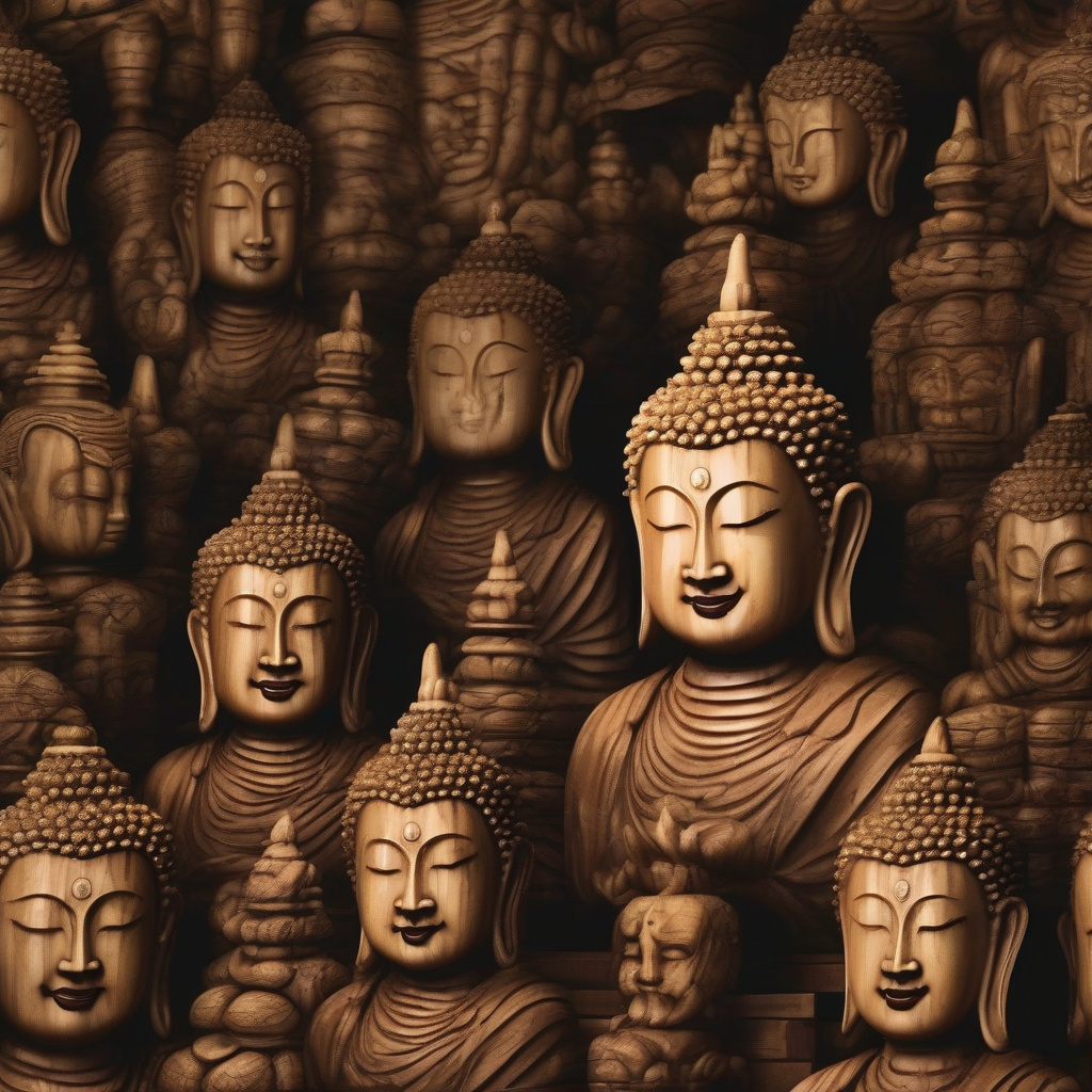 realistic wooden buddha statues in a dimly lit hall by मुफ्त एआई छवि जनरेटर - बिना लॉगिन के✨ | AIGAZOU