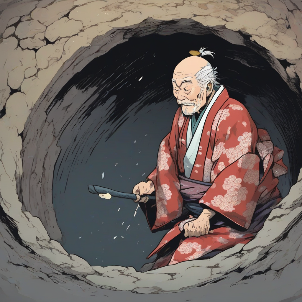 old man in kimono falls into hole by Générateur d'images par IA gratuit - Aucune connexion nécessaire✨ | AIGAZOU