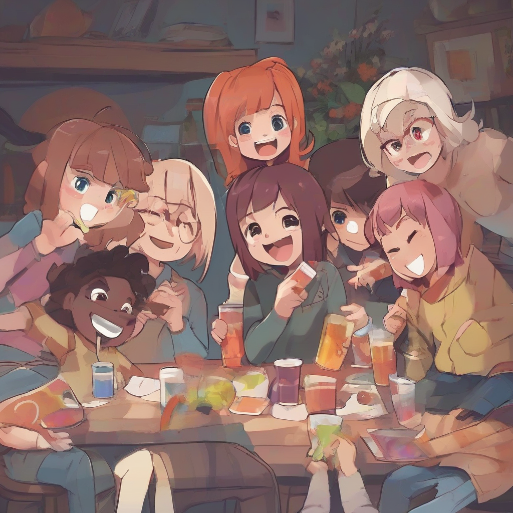 having fun with close friends by 免费AI图像生成工具 | AIGAZOU