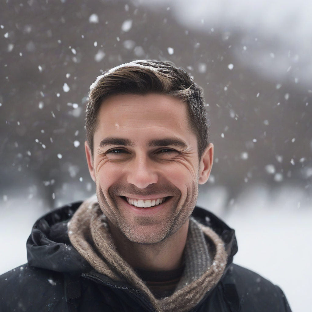 38 year old man short hair smiling snow reminds emma watson by मुफ्त एआई छवि जनरेटर - बिना लॉगिन के✨ | AIGAZOU