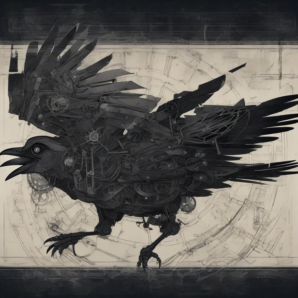 mechanical crow flying in the dark night by Générateur d'images par IA gratuit - Aucune connexion nécessaire✨ | AIGAZOU