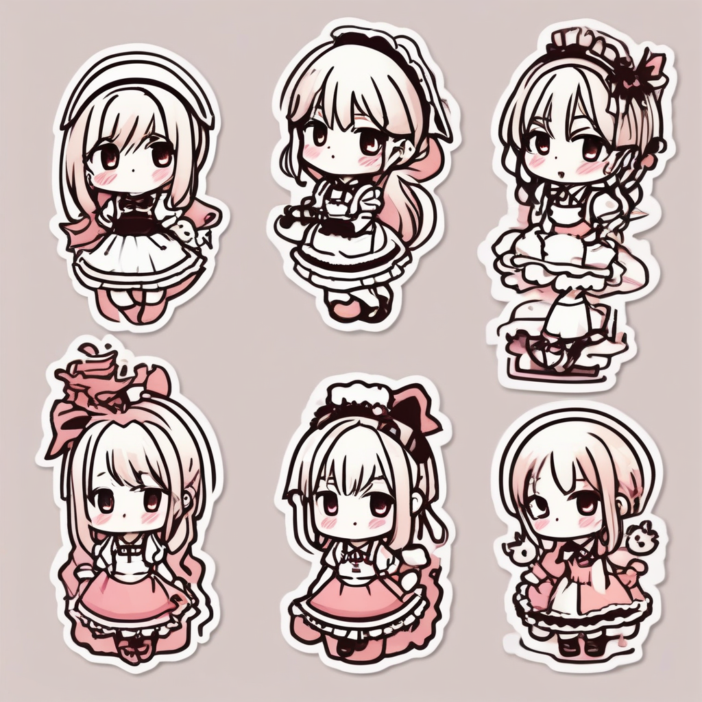 2 5 maid character line stamps by Free AI Image Generator & Maker - No login required✨ | AIGAZOU