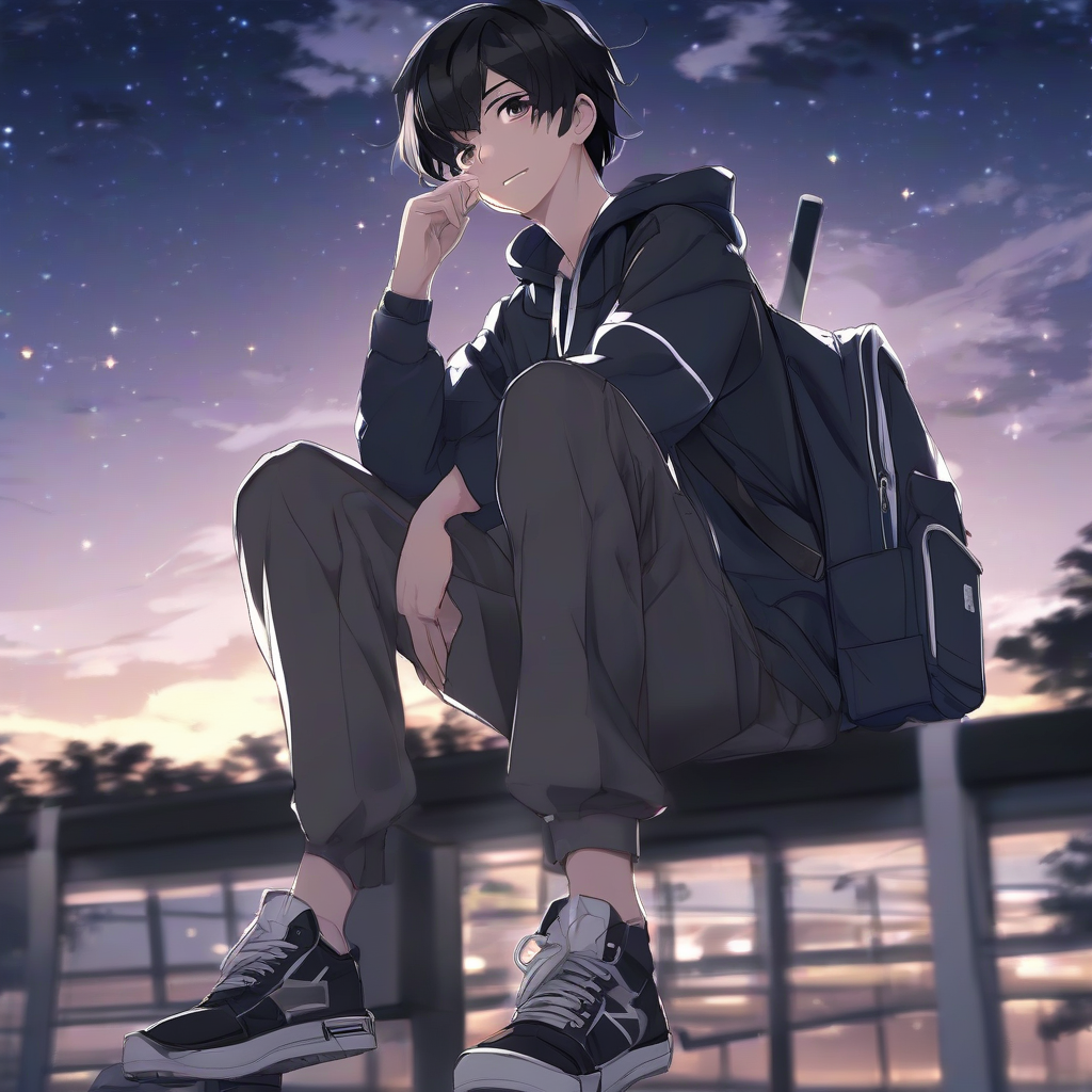 a male student in a pretty summer night sky by Générateur d'images par IA gratuit - Aucune connexion nécessaire✨ | AIGAZOU