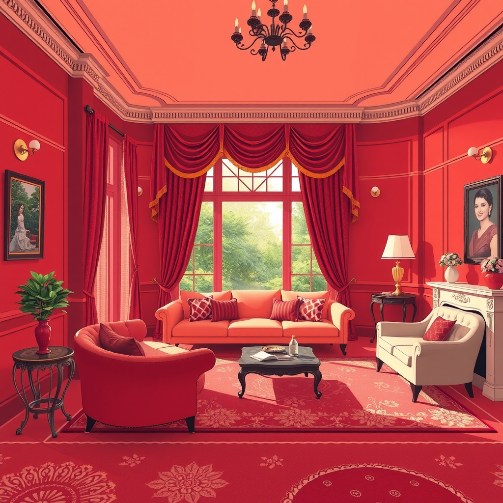 retro red room with velvet curtains by मुफ्त एआई छवि जनरेटर - बिना लॉगिन के✨ | AIGAZOU