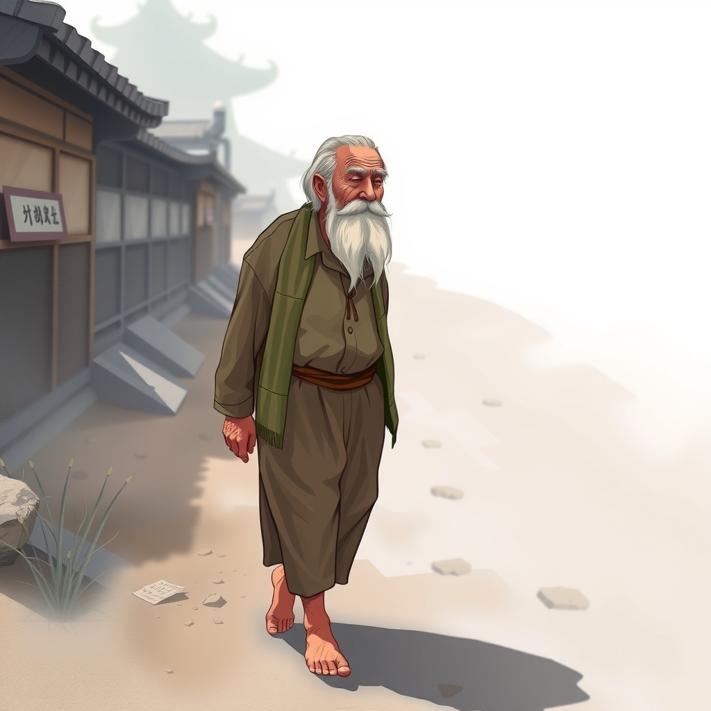 an old chinese man with white beard walks from far away by मुफ्त एआई छवि जनरेटर - बिना लॉगिन के✨ | AIGAZOU