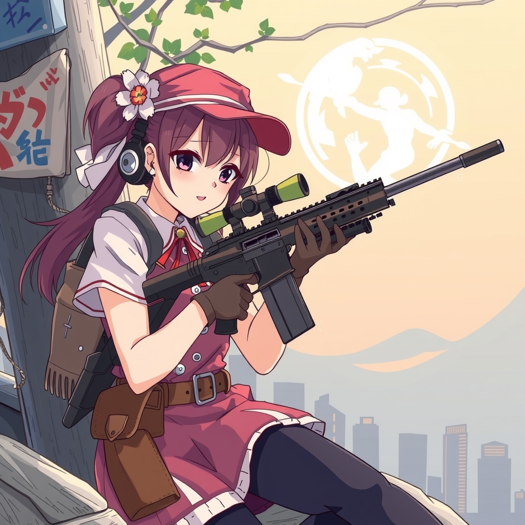 japanese anime style girl sniper rifle by मुफ्त एआई छवि जनरेटर - बिना लॉगिन के✨ | AIGAZOU