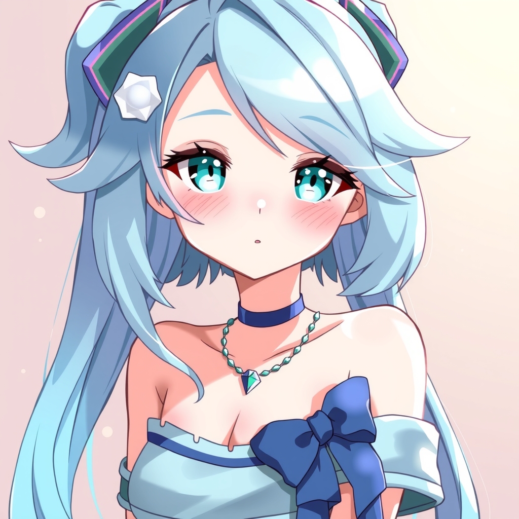 anime girl with blue hair and diamond necklace by Générateur d'images par IA gratuit - Aucune connexion nécessaire✨ | AIGAZOU