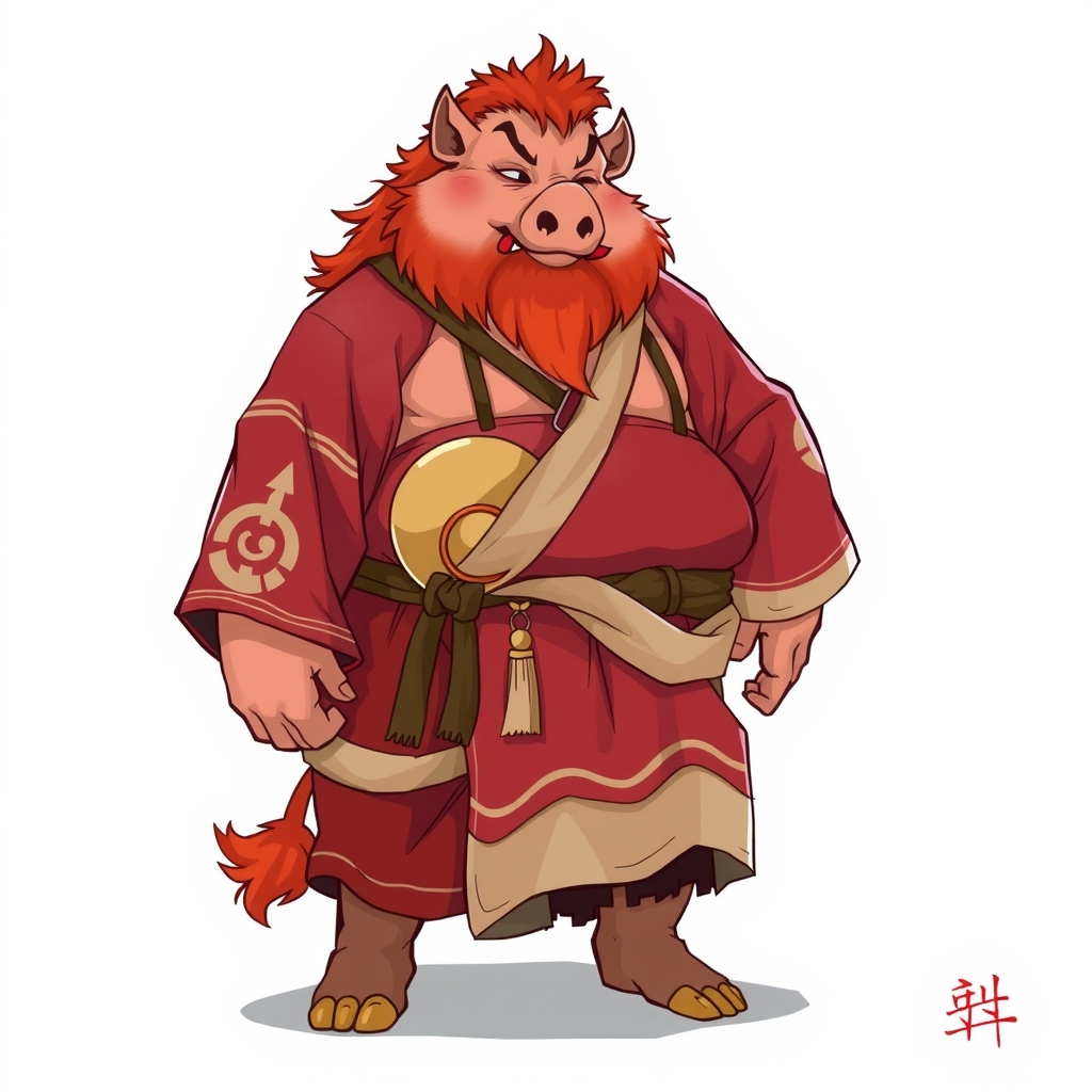 red and white inuit style half coat fat red haired boar orc uncle by मुफ्त एआई छवि जनरेटर - बिना लॉगिन के✨ | AIGAZOU