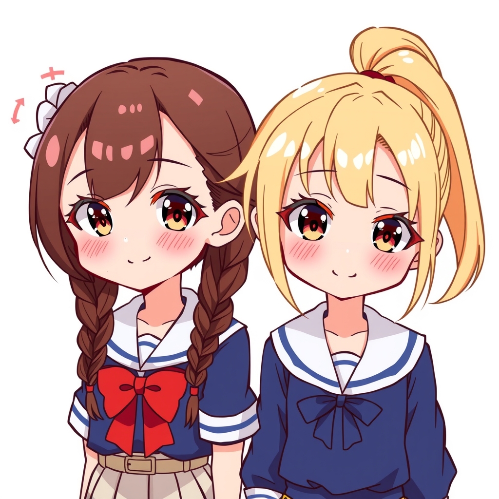 two jc girls with ponytails and pigtails by Générateur d'images par IA gratuit - Aucune connexion nécessaire✨ | AIGAZOU