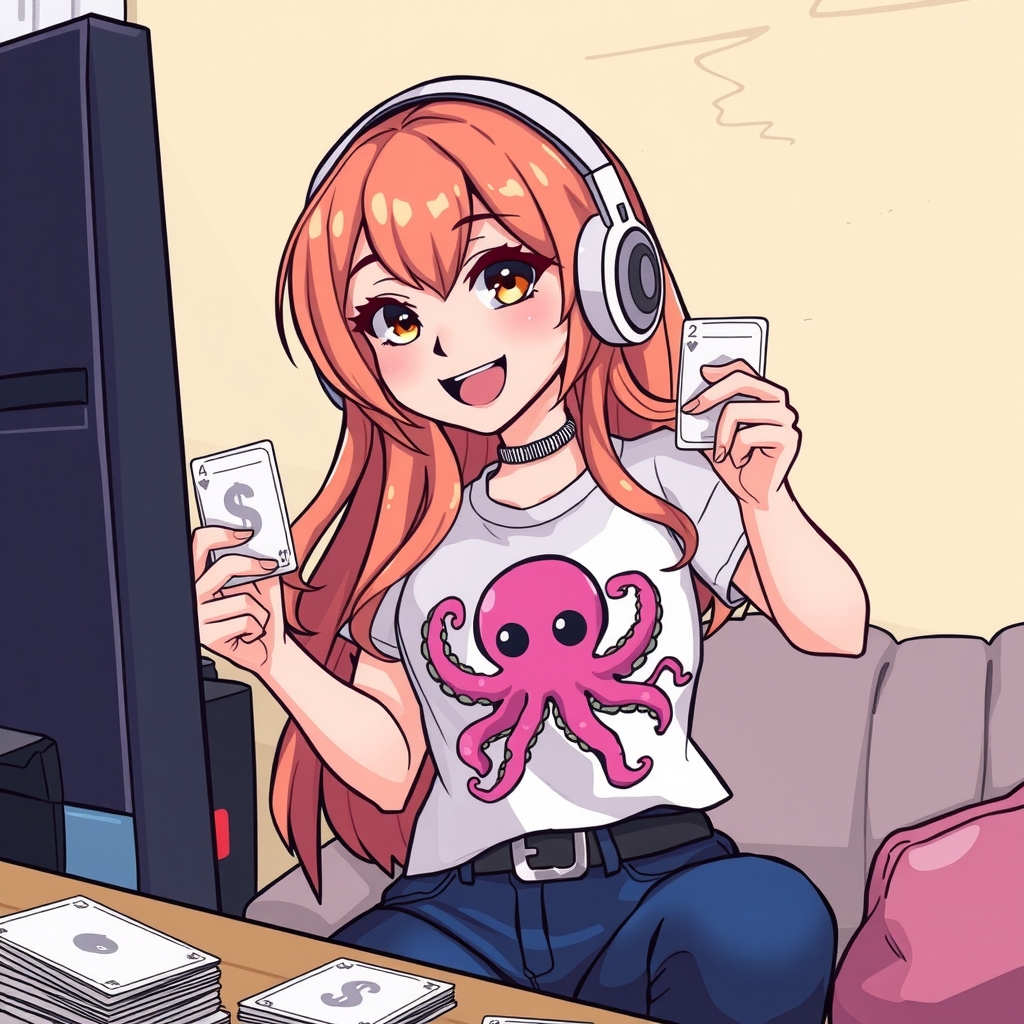 cute and sexy streamer in octopus tshirt by मुफ्त एआई छवि जनरेटर - बिना लॉगिन के✨ | AIGAZOU