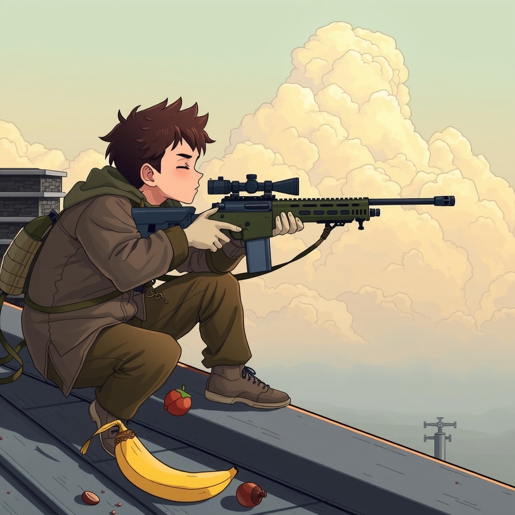 young sniper on roof with antitank rifle by मुफ्त एआई छवि जनरेटर - बिना लॉगिन के✨ | AIGAZOU