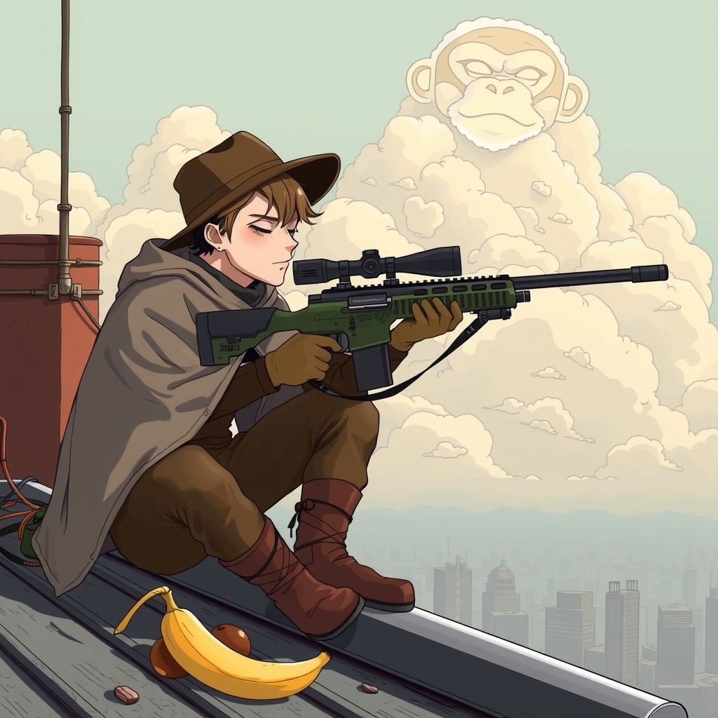 a male sniper on the roof with a rifle by Générateur d'images par IA gratuit - Aucune connexion nécessaire✨ | AIGAZOU