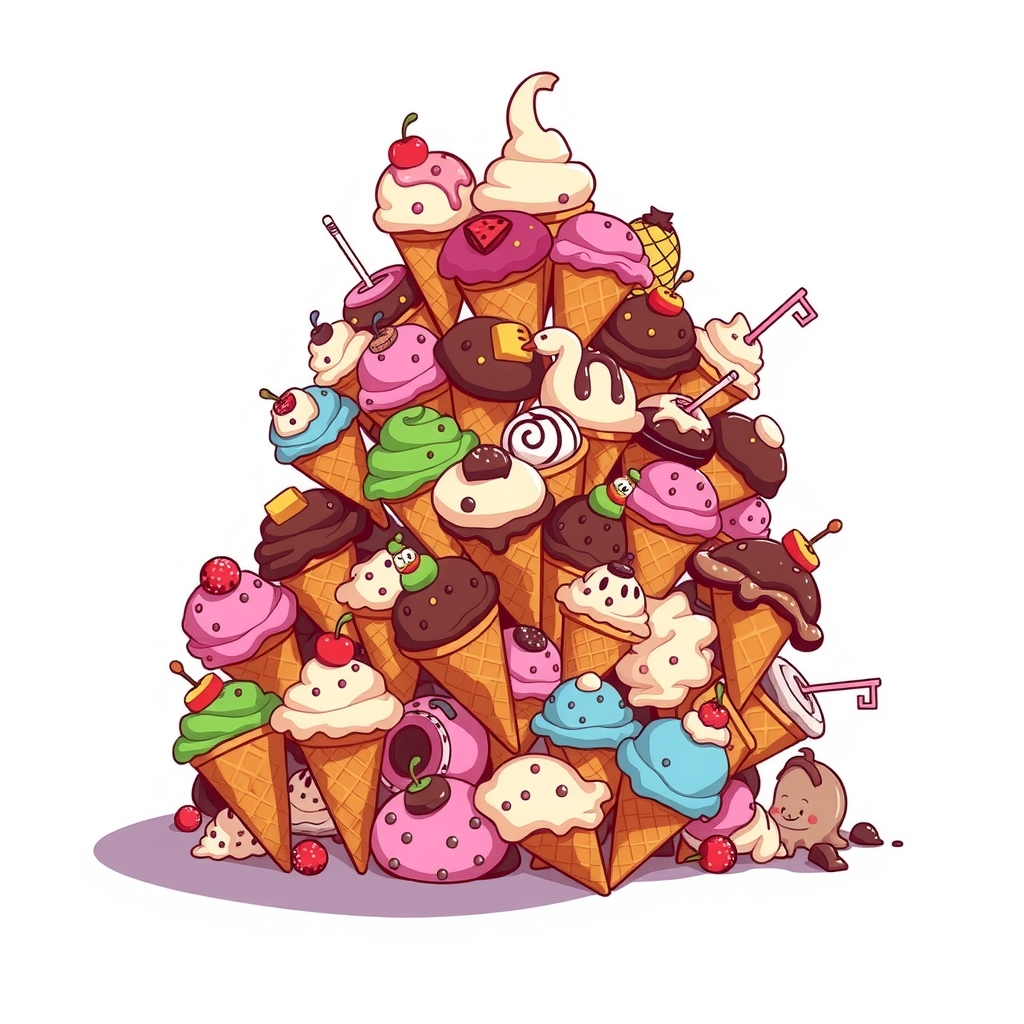 a cartoon style ice cream mountain by मुफ्त एआई छवि जनरेटर - बिना लॉगिन के✨ | AIGAZOU