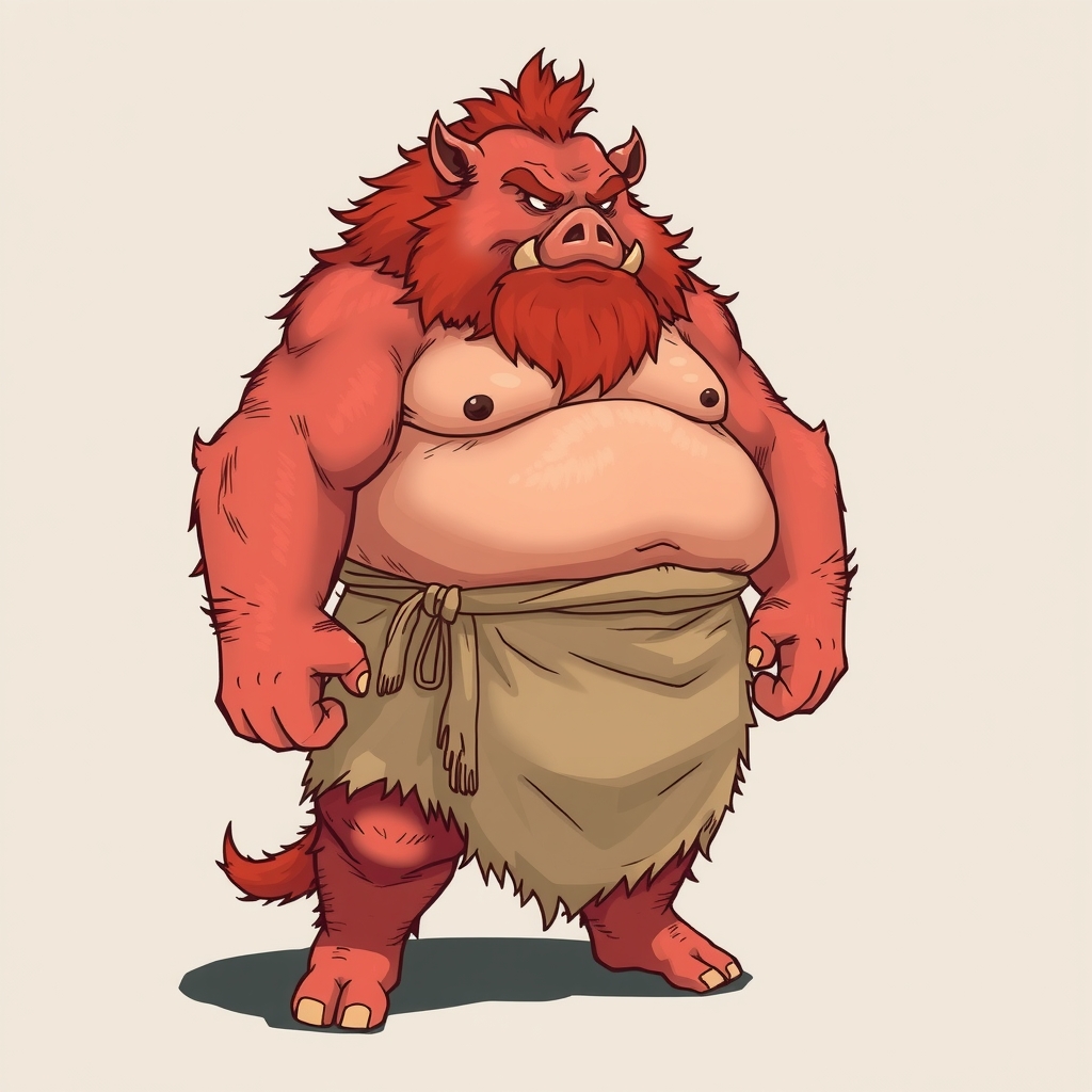 a fat red furred boar orc wearing a loincloth by मुफ्त एआई छवि जनरेटर - बिना लॉगिन के✨ | AIGAZOU