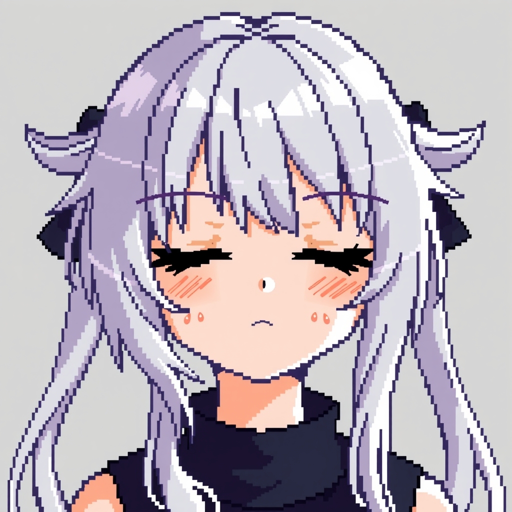 pixel art girl with closed eyes silver hair twin tails serious expression by मुफ्त एआई छवि जनरेटर - बिना लॉगिन के✨ | AIGAZOU