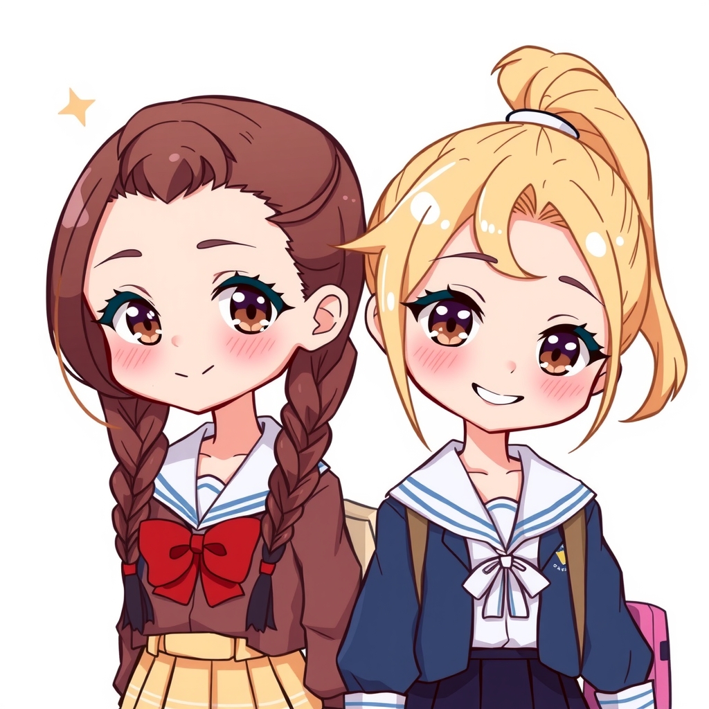 two girls with ponytails and twintails by मुफ्त एआई छवि जनरेटर - बिना लॉगिन के✨ | AIGAZOU