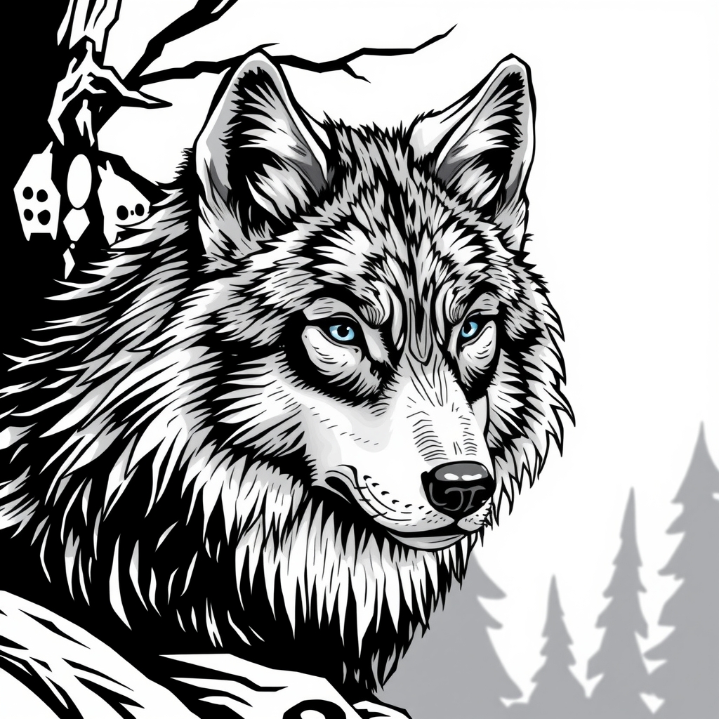 black and white wolf to color by Générateur d'images par IA gratuit - Aucune connexion nécessaire✨ | AIGAZOU