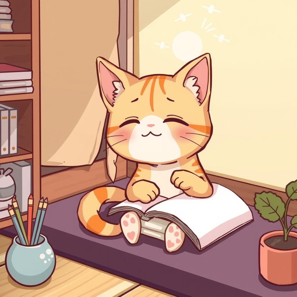 cute cat studying in kotatsu anime style by मुफ्त एआई छवि जनरेटर - बिना लॉगिन के✨ | AIGAZOU