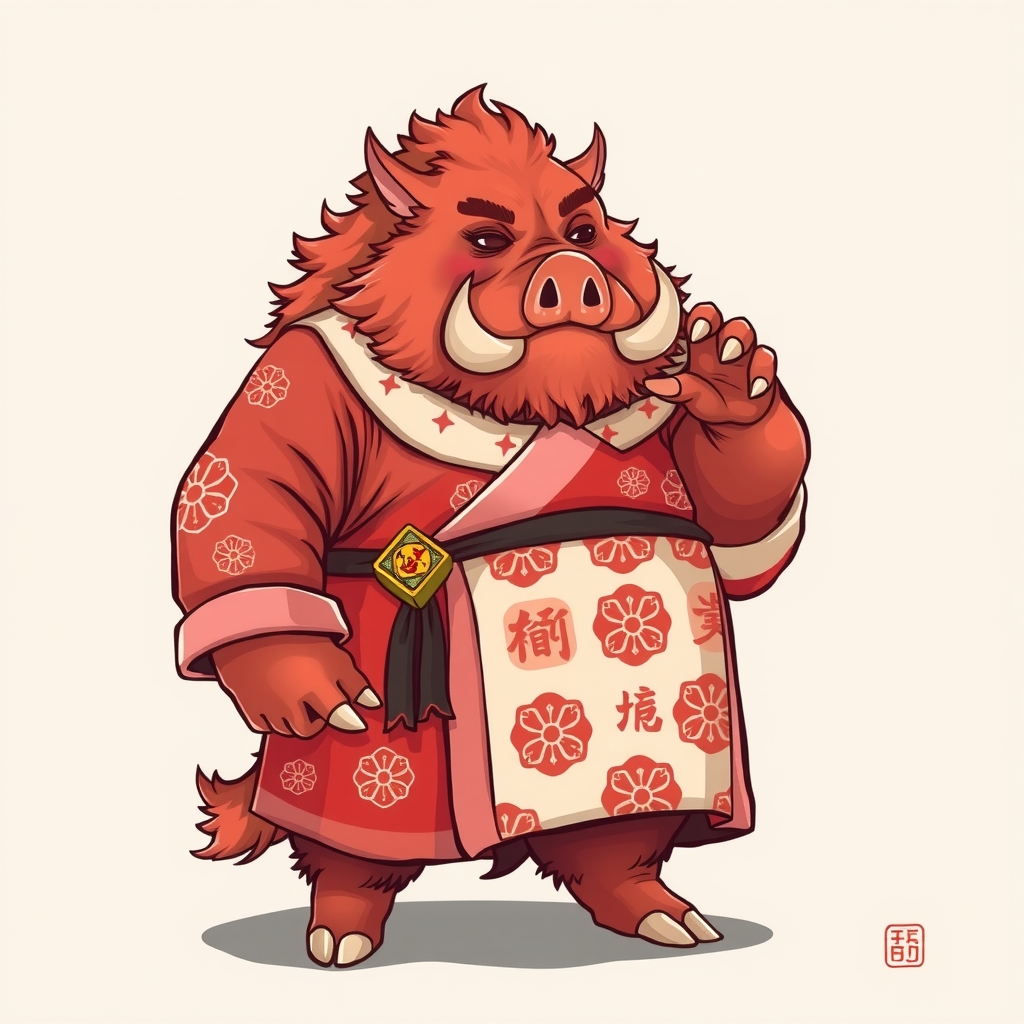 red and white robes and loincloth fat boar orc uncle by मुफ्त एआई छवि जनरेटर - बिना लॉगिन के✨ | AIGAZOU