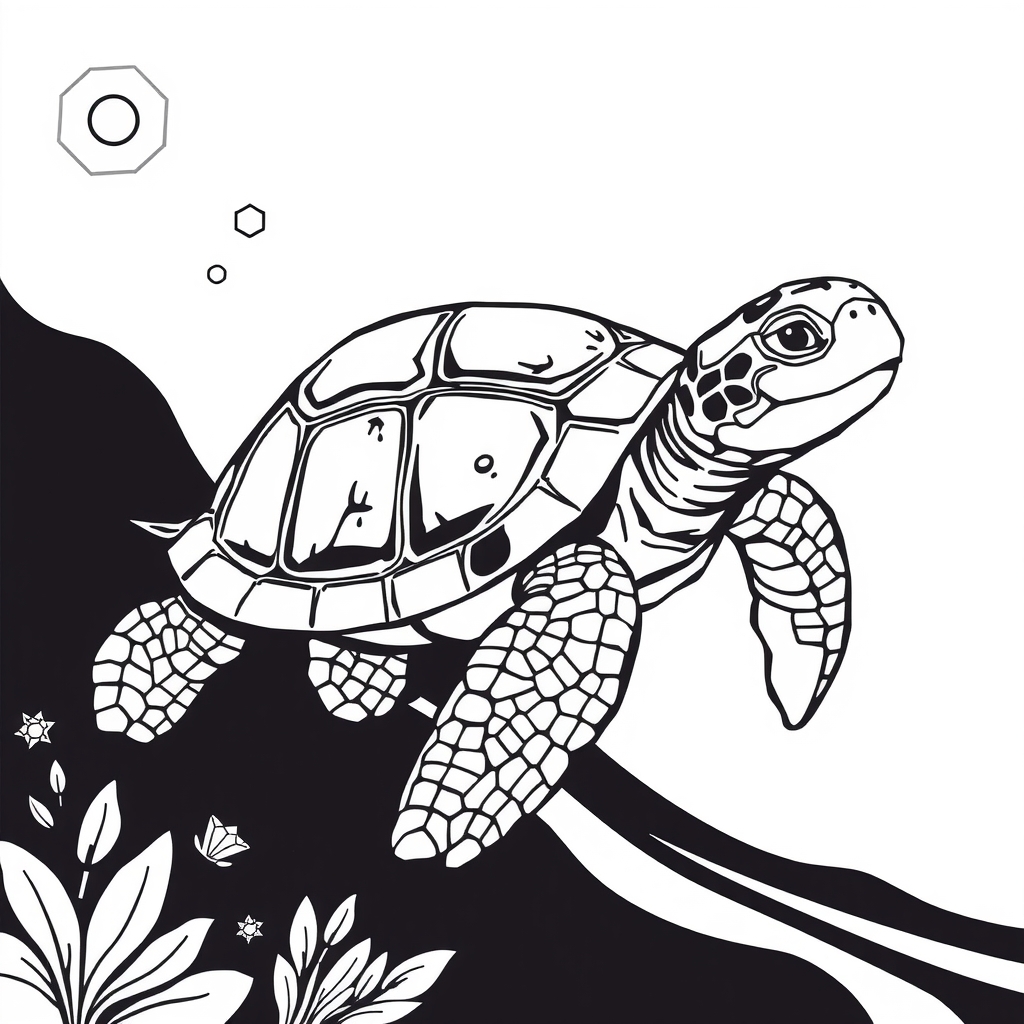 black and white turtle to color by Générateur d'images par IA gratuit - Aucune connexion nécessaire✨ | AIGAZOU