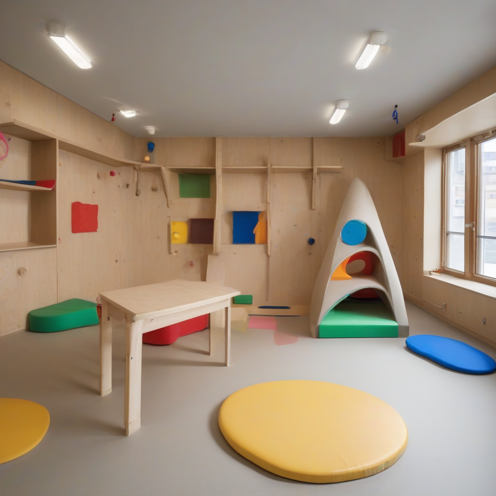 a playroom for children with mats and toys by Générateur d'images par IA gratuit - Aucune connexion nécessaire✨ | AIGAZOU