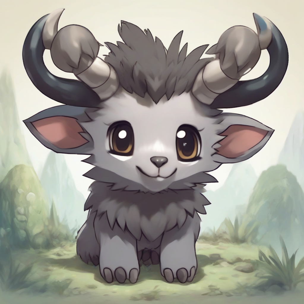 a baby serow with three horns and fluffy character by मुफ्त एआई छवि जनरेटर - बिना लॉगिन के✨ | AIGAZOU