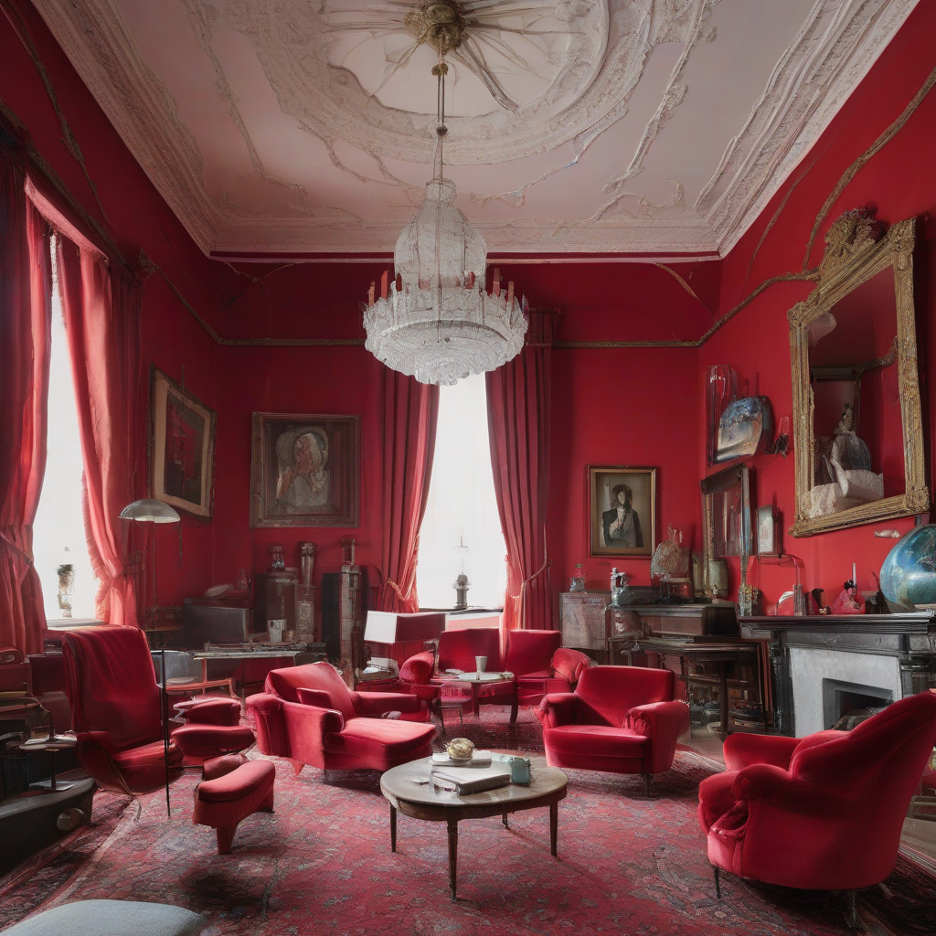 retro red room with velvet curtains and many chairs by Générateur d'images par IA gratuit - Aucune connexion nécessaire✨ | AIGAZOU