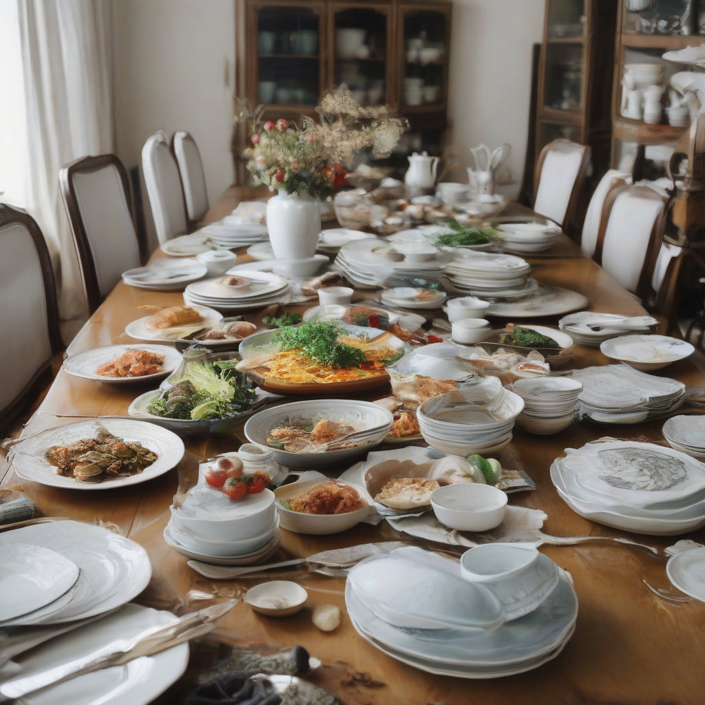 a table set with many dishes by मुफ्त एआई छवि जनरेटर - बिना लॉगिन के✨ | AIGAZOU