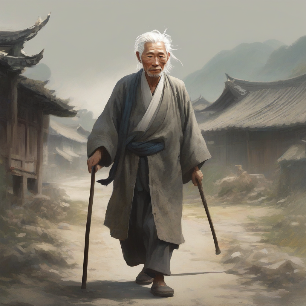 an elderly chinese man with white hair walks gently by मुफ्त एआई छवि जनरेटर - बिना लॉगिन के✨ | AIGAZOU