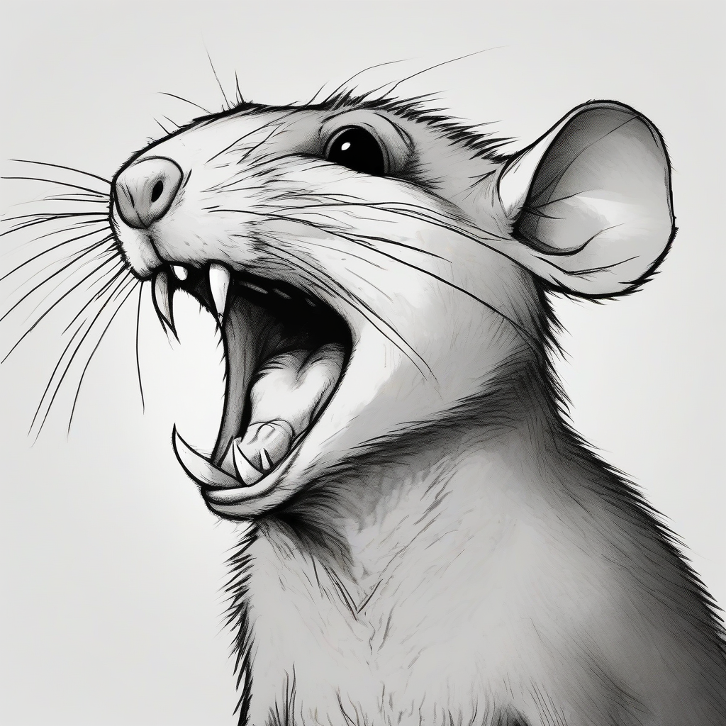 an ugly rat face from the side with an open mouth and visible teeth white background black drawing slightly large by मुफ्त एआई छवि जनरेटर - बिना लॉगिन के✨ | AIGAZOU