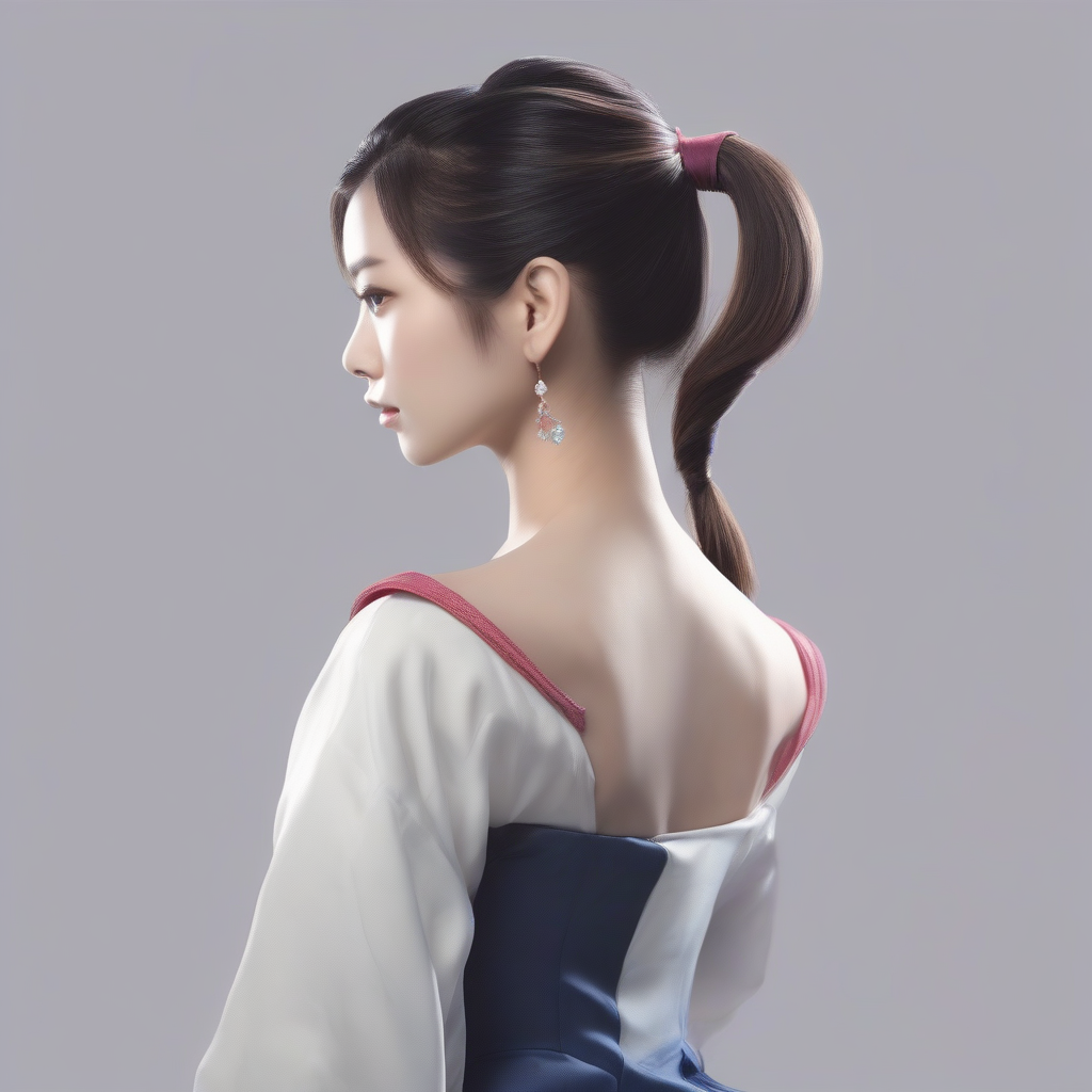 a beautiful woman with a ponytail in profile by 免费AI图像生成工具 | AIGAZOU