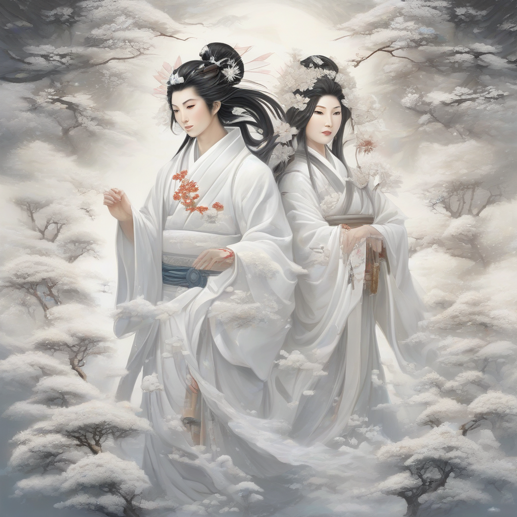 a japanese goddess and god in white clothes by मुफ्त एआई छवि जनरेटर - बिना लॉगिन के✨ | AIGAZOU