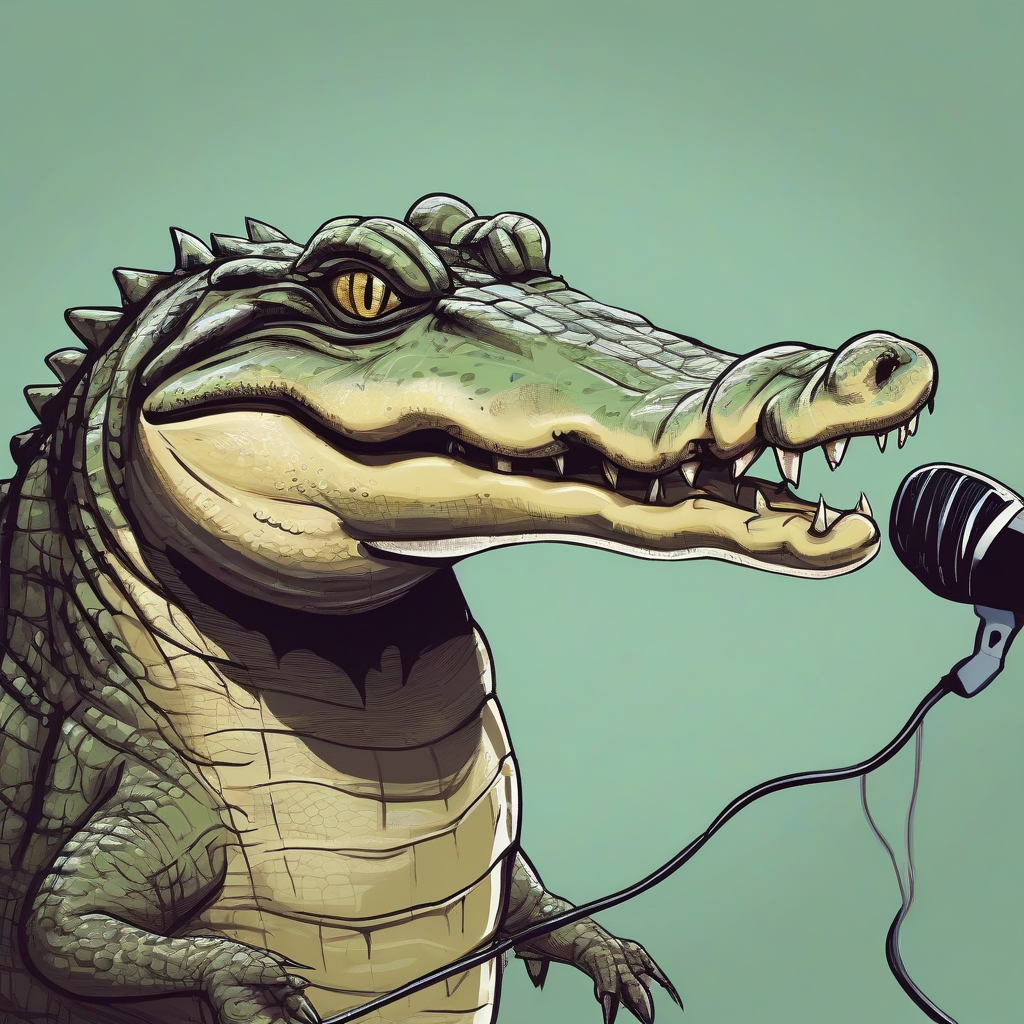 a crocodile speaks into a microphone by मुफ्त एआई छवि जनरेटर - बिना लॉगिन के✨ | AIGAZOU