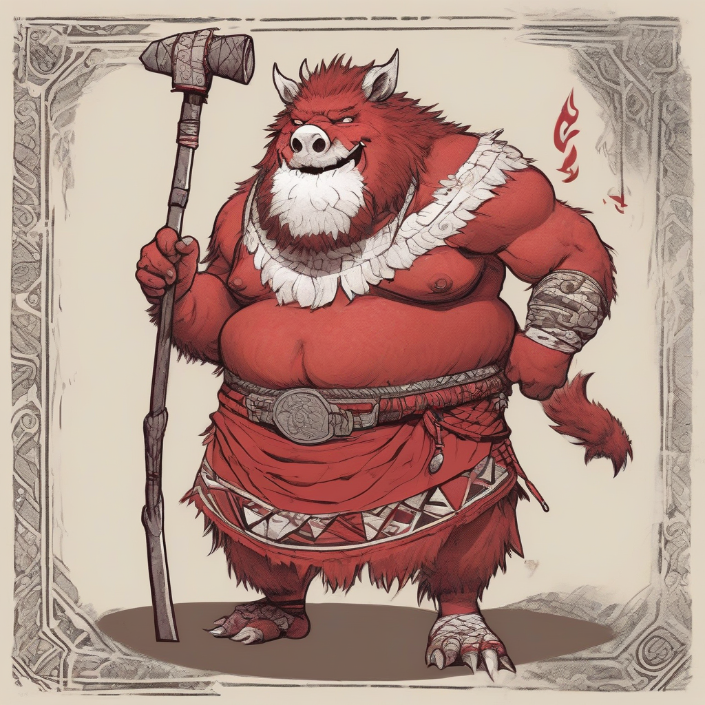 a chubby red furred boar orc with a relaxed vibe by Générateur d'images par IA gratuit - Aucune connexion nécessaire✨ | AIGAZOU