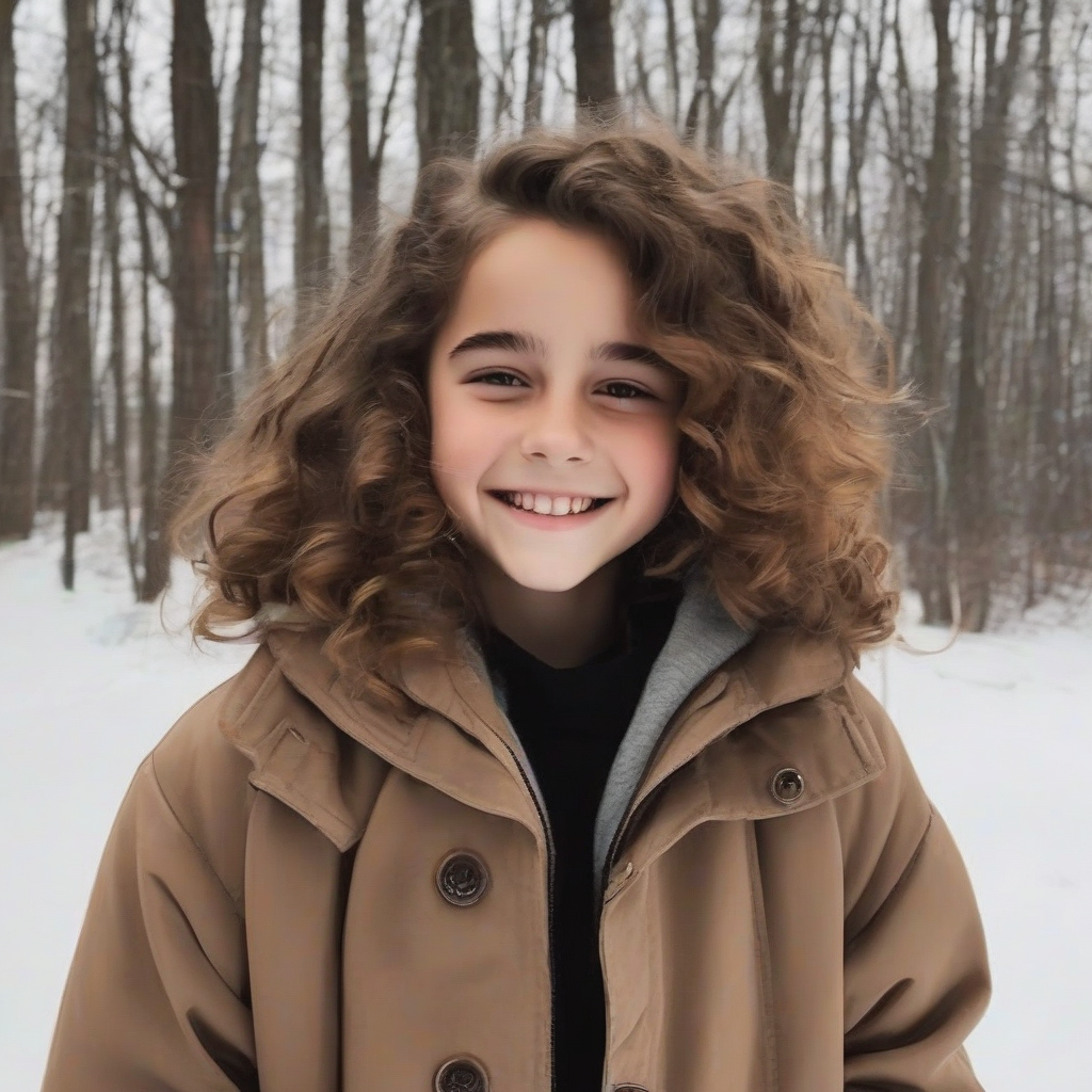 14 year old girl smiling brown curls winter reminds emma watson by मुफ्त एआई छवि जनरेटर - बिना लॉगिन के✨ | AIGAZOU