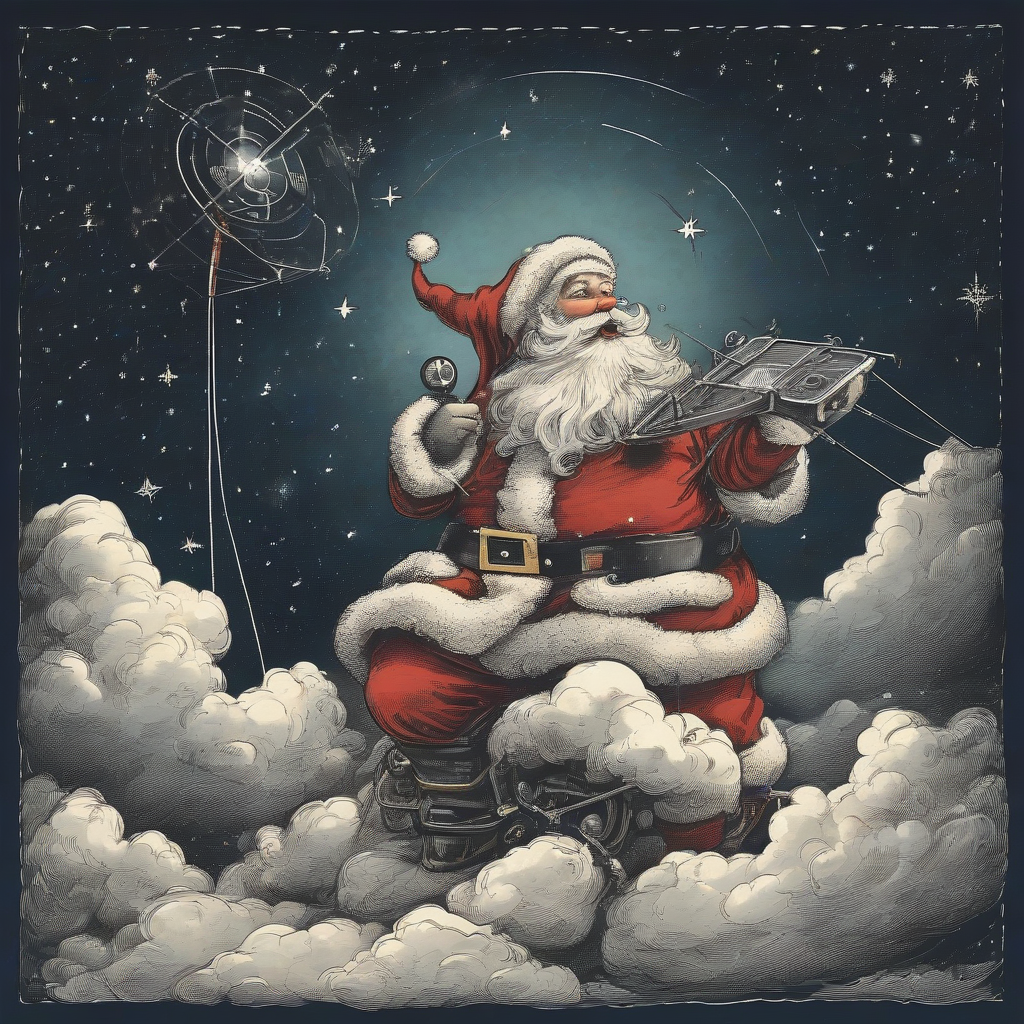 santa claus with radio antenna on cloud by मुफ्त एआई छवि जनरेटर - बिना लॉगिन के✨ | AIGAZOU