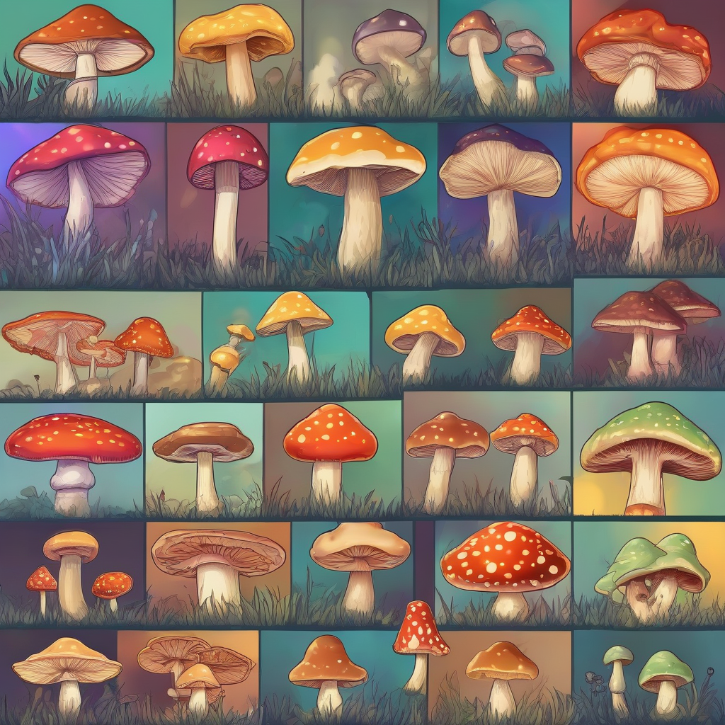 generate colorful mushroom naming image by मुफ्त एआई छवि जनरेटर - बिना लॉगिन के✨ | AIGAZOU