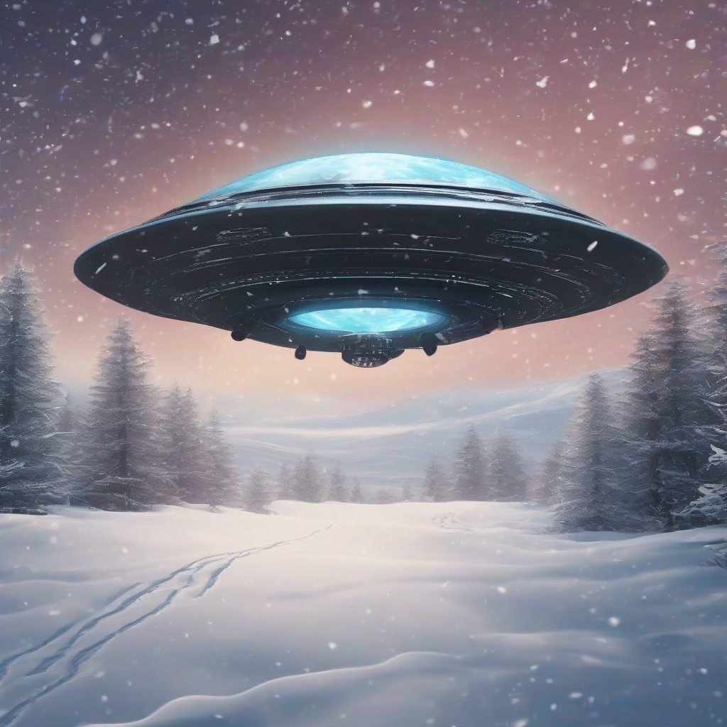 generate ufo over snowy christmas landscape by मुफ्त एआई छवि जनरेटर - बिना लॉगिन के✨ | AIGAZOU