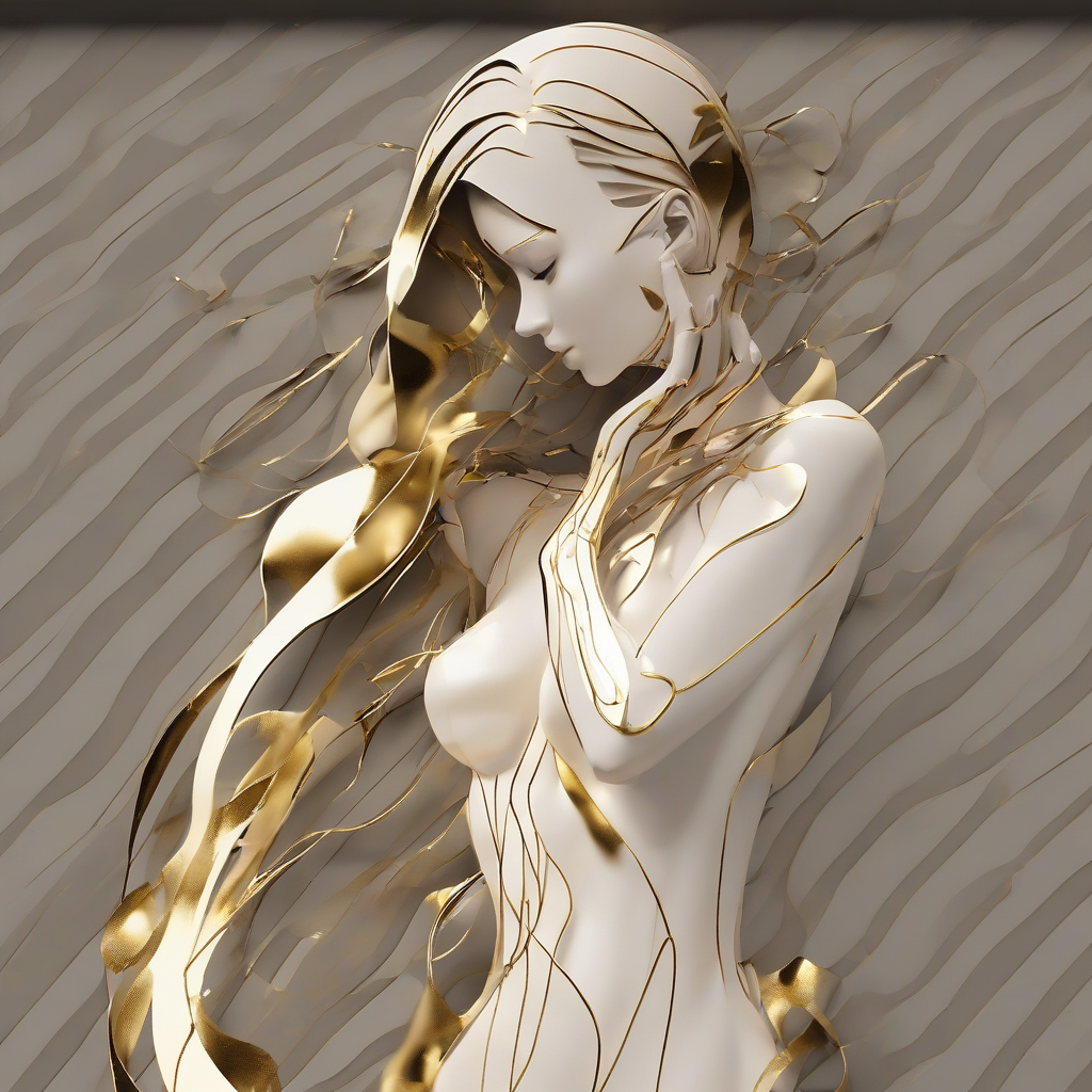 female body line expression silhouette gold foliage by मुफ्त एआई छवि जनरेटर - बिना लॉगिन के✨ | AIGAZOU