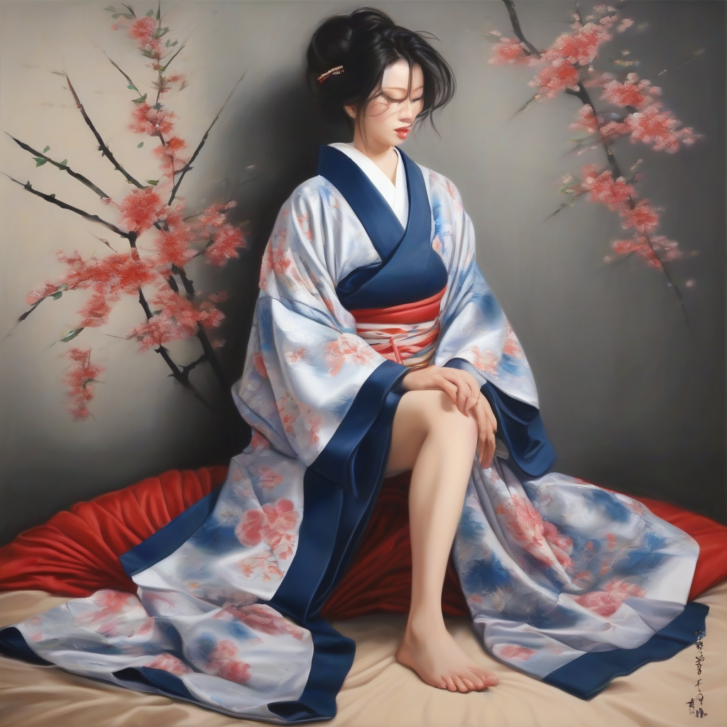 realistic painting kimono alluring by Générateur d'images par IA gratuit - Aucune connexion nécessaire✨ | AIGAZOU